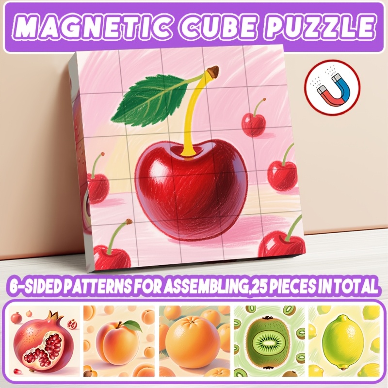 Fruit Magnetic Cube Building Blocks, 25pcs Set